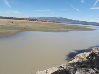 River and lake in dry winter landscape outside San Miguel de Allende Mexico 2020
