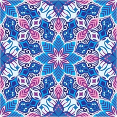 Ornamental mandala design abstract background. Seamless pattern with flowers