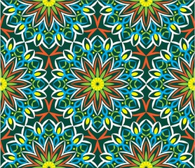 Ornamental mandala design abstract background. Seamless pattern with flowers