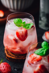 Straberry cocktail with gin and soda