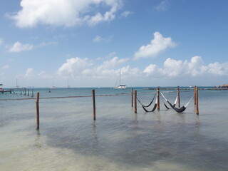 Hammock at the beach over the water on Isla Mujeres Cancun Mexico 2020