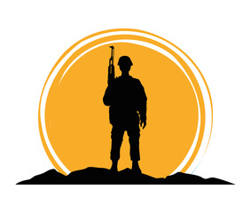 military soldier with gun silhouette figure