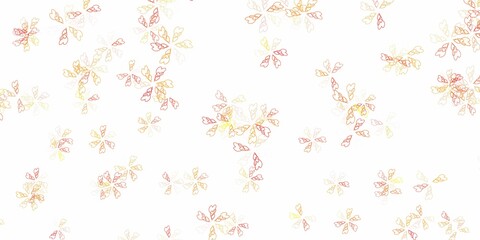 Light orange vector abstract backdrop with leaves.