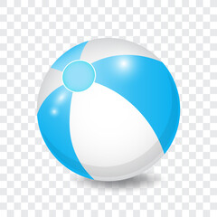 Blue and white beach ball, vector illustration.