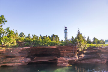 Beautiful Sea Caves on Devil's Island in the Apostle Islands National Lakeshore, Lake Superior, Wisconsin