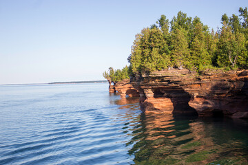 Beautiful Sea Caves on Devil's Island in the Apostle Islands National Lakeshore, Lake Superior, Wisconsin