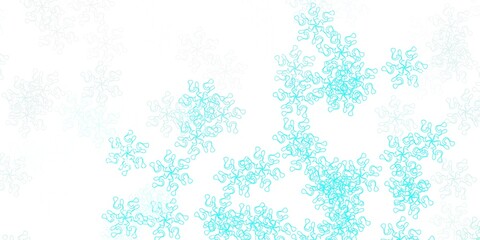 Light blue, green vector doodle template with flowers.