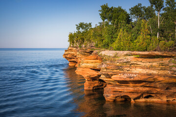 Beautiful Sea Caves on Devil's Island in the Apostle Islands National Lakeshore, Lake Superior, Wisconsin