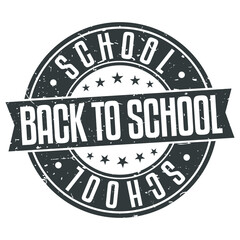 Back to Scool Stamp. Seal. Round Design. Vector Icon. Design Retro Insignia.