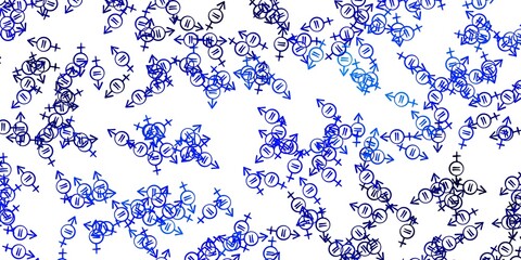 Light BLUE vector backdrop with woman's power symbols.