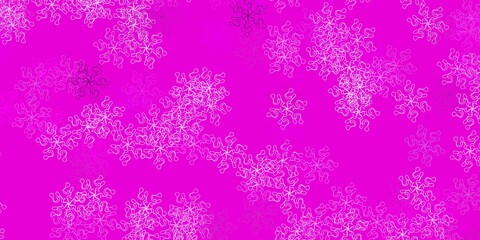 Light purple, pink vector doodle template with flowers.