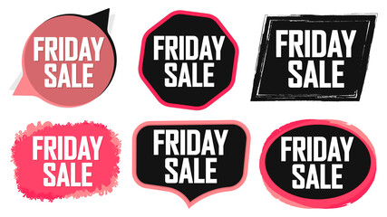 Set Friday Sale banners, discount tags design template, vector illustration