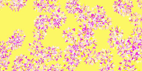 Light Pink, Yellow vector backdrop with xmas snowflakes.