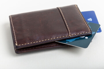 leather wallet with credit cards