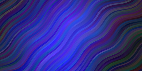 Dark BLUE vector backdrop with circular arc. Abstract illustration with bandy gradient lines. Pattern for booklets, leaflets.