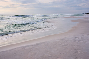 Calm, winter seascape.  Emerald waters and white sand.  Destin, Florida