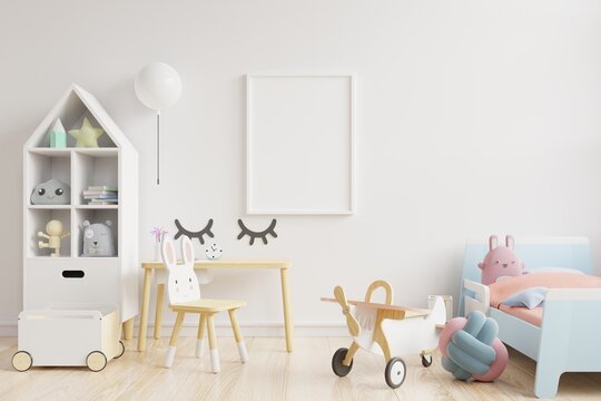 Mock up wall in the children's room in white wall background. © Vanit่jan