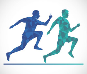 Fototapeta na wymiar silhouette of athletic men running