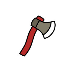 ax doodle icon, vector color line illustration