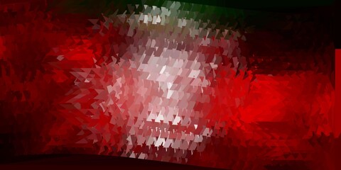 Dark green, red vector triangle mosaic pattern.