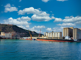 Fototapeta premium Tanker Docked in Barcelona