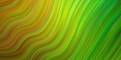 Light Green, Yellow vector texture with circular arc. Bright sample with colorful bent lines, shapes. Pattern for commercials, ads.