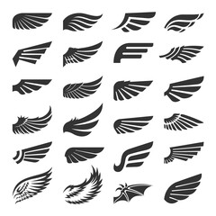 Set of wing signs design elements