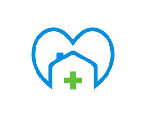 Obraz premium Love house with health symbol inside