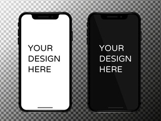 mockup a black mobile phone with a slim border that looks stylish