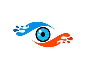 Clean eyes with blue and orange splashes