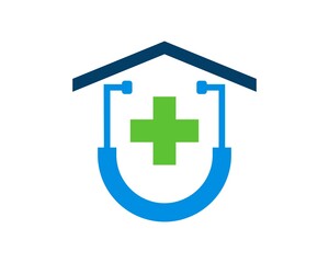 Obraz premium House with stethoscope and healthy symbol