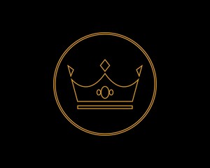 Golden crown shape with line art