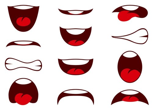 Vector illustrations of cartoon mouth expressions