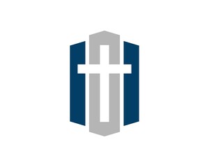 Obraz premium Abstract hexagonal shape with cross inside