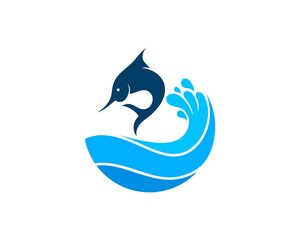 Water wave with jumping fish