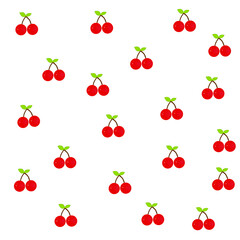 Seamless cherry isolated design on white background Pattern Vector Illustration. Perfect for textile, fabric, gift wrapping, background, wallpaper, etc