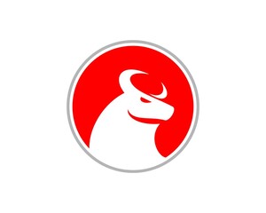 Fototapeta premium Circle red shape with bull head inside