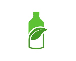 Milk bottle with green leaf