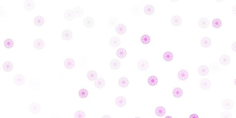 Light pink, yellow vector doodle texture with flowers.