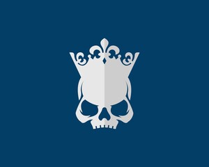 Skull head with crown king silhouette
