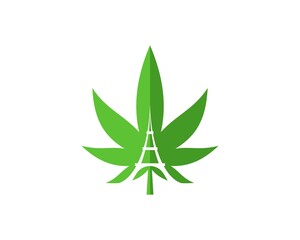 Cannabis leaf with eiffel tower inside