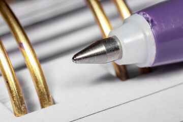 Extreme close up shot of ball point pen
