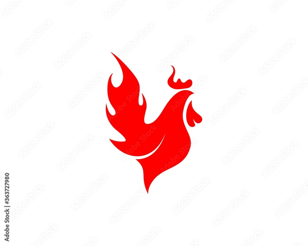 Canvas Prints abstract red chicken and fire