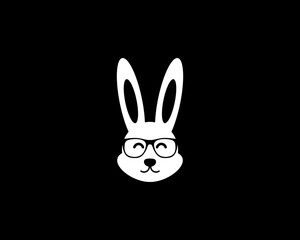 Cute rabbit with eyeglass and happy face