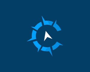 Simple compass with direction and C letter initial
