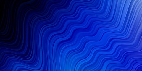 Dark BLUE vector background with bent lines. Colorful abstract illustration with gradient curves. Best design for your ad, poster, banner.