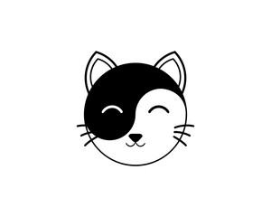 Circle ying yang with cat face