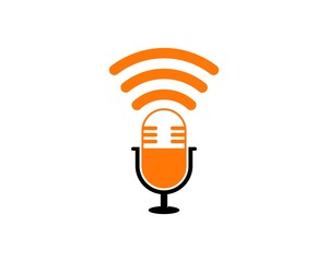 Podcast microphone with wifi symbol