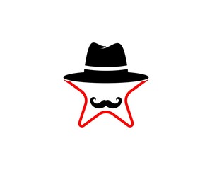 Star outline with gentleman hat and mustache