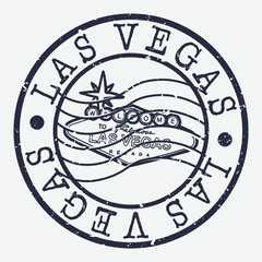las Vegas Stamp Postal. Banner Silhouette Seal. Passport Round Design. Vector Icon. Design Retro Travel.